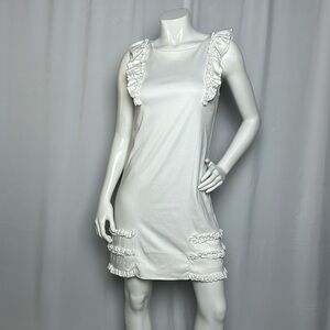 RED VALENTINO White Ruffle Sleeveless Cotton Dress Sz S